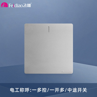飞雕(FEIDIAO)开关面板A7纯平大板 多控开关 一开多控电源墙壁开关面板 A7月光银一开多控