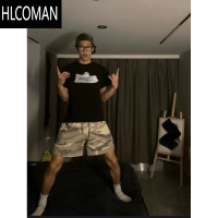 HLCOMAN夏季复古美式迷彩网眼四五分短裤男潮流休闲宽松百搭不过膝裤