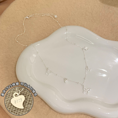 纯银蝴蝶珍珠吊坠项链女款2025新款温柔锁骨链高级感轻奢小众送女朋友老婆情人节七夕生日礼物