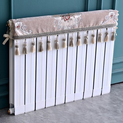 欧式暖气片罩装饰罩子布艺防尘套老式遮挡盖布遮挡帘保护套卫生间 凌云咖色 长度60cm*厚度10cm*高度(含穗)20cm