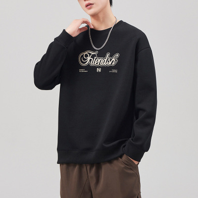 |秋季新款美式休闲男士卫衣印花宽松休闲简约潮流卫衣男