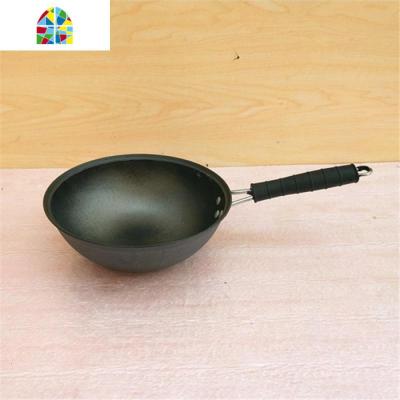 老式铸铁不沾无涂层生铁宝宝辅食锅奶锅家用单人小炒锅迷你小铁锅 FENGHOU 24cm平底把手颜色随机