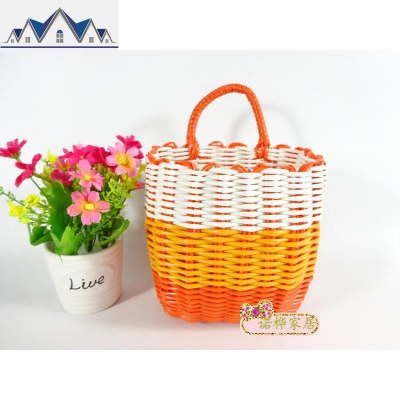 塑料编织收纳篮筐浴室厨房单把小挂篮宿舍挂式收纳盒壁挂置物篮子 三维工匠