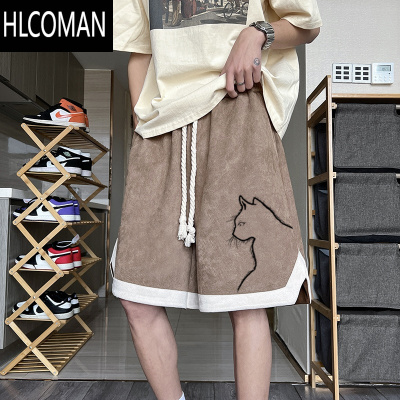 HLCOMAN篮球短裤男潮牌高中生复古运动中裤休闲裤宽松薄款五分裤裤子