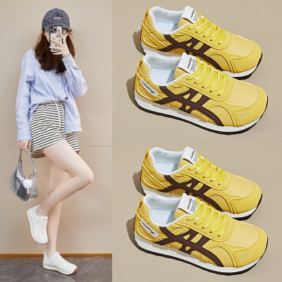 ins韩版皮面低帮老爹鞋女秋季新款透气休闲鞋