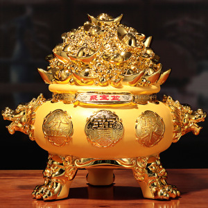 添福运 树脂摆件工艺品家居客酒柜装饰品玄关客厅招财进宝摆件办公室装饰店铺装饰开业礼品乔迁礼品收银台装饰品聚宝盆摆件