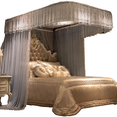 美帮汇新款 导轨蚊帐 U型轨道1.8m床1.5m家用2米公主风u形加厚伸缩纹账