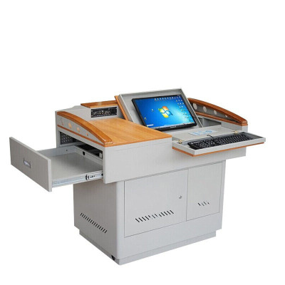 绵冠(MIANGUAN)多媒体电教台桌 教师讲桌 学校中控台 教学讲台 钢木结合讲桌机柜 多媒体电教台桌