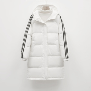 韩版纯色面包服女中长款简约加厚连帽运动宽松羽绒服_426635