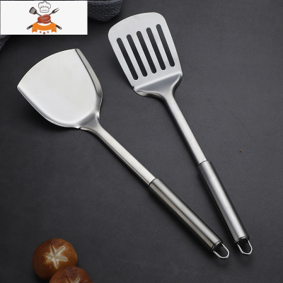 厨房厨具全套锅铲不锈钢套装铁菜铲炒菜铲子炒勺家用煎铲汤勺漏勺 敬平 加厚防烫-炒铲+煎炒铲