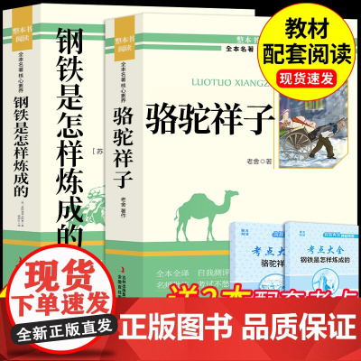 骆驼祥子和钢铁是怎样炼成的原著老舍七年级下册必读正版的课外书初一7下配套人教版名著书目初中课外阅读书籍海底两万里怎么样练