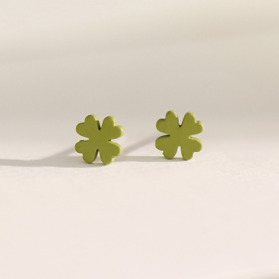 925纯银四叶幸运草耳钉女耳环小众冷淡风耳饰小巧简约新款送女朋友老婆情人节七夕生日礼物