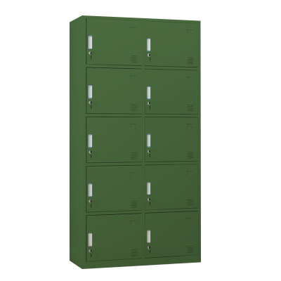 帅畅铁皮更衣柜宿舍储物柜钢制内务柜制式绿皮衣帽柜绿色10门更衣