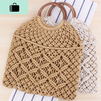 店长推荐新款纯色手提编织包潮女森系编包度手工棉绳沙滩包NEW LAKE女士单肩包