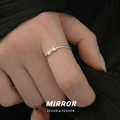 999纯银戒指女蝴蝶结闪亮指环小众设计ins时尚学生个性送女朋友老婆情人节七夕生日礼物