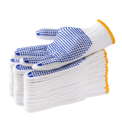 TOPSKY劳保手套点胶手套涂胶防滑耐磨线手套工厂工地干活600克蓝点胶