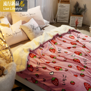 法兰绒毛毯被子冬季羊羔绒加厚双层儿童珊瑚绒毯子宿舍单人午睡毯 三维工匠