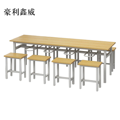 豪利鑫威餐桌8人学校食堂小吃店快餐桌椅饭堂防火板桌2200*600*750含椅