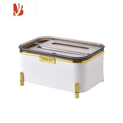 三维工匠纸巾盒抽纸盒客厅创意轻奢多茶几摆台多遥控器桌面收纳盒 轻奢风 淡雅白