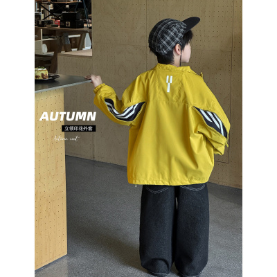 童酷男童秋款湖州织里童装特色拉链设计字母印花立领儿童外套