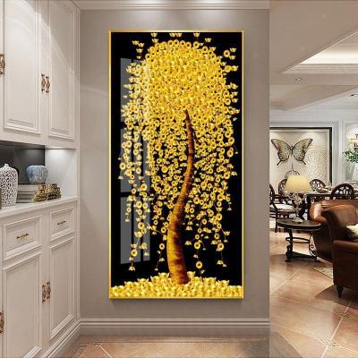 入户玄关装饰晶瓷画风水过道壁画进 jc22(金色边框) 40*80cm晶瓷画(晶瓷工艺+金属框)单幅价格[铝合金边框