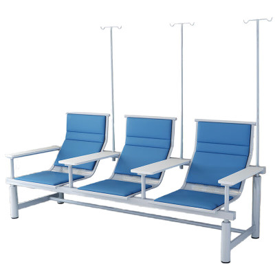 戴劲 输液椅医院诊所点滴吊针排椅大厅加固加厚候诊椅 三人白板扶手蓝