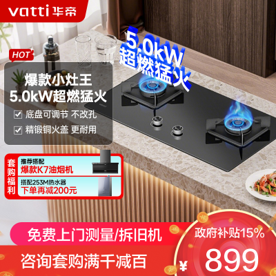 华帝(vatti)5.0KW火力燃气灶i10071B(液化气)双眼灶灶具厨房家用台式嵌入式可调节热电偶熄火保护