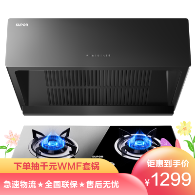 苏泊尔(SUPOR)NZ17+QB503烟灶套装套餐吸抽油烟机燃气灶套餐烟灶组合自动清洗新中式(液化气)