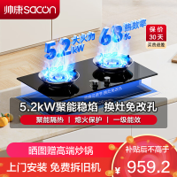 帅康(sacon)B88燃气灶嵌入式双眼灶5.2kW大火力可调节尺寸钢化玻璃台嵌两用家用打火灶煤气炉双灶台式煤气灶天然气