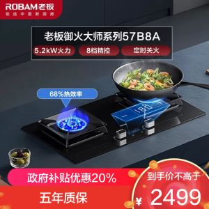 老板(Robam)5.2kW定时灶燃气灶自营煤气灶天然气灶具煤气灶双眼灶嵌入式炉具自营57B8A可(天然气)