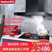 红日(RedSun)欧式油烟机烟灶套装家用抽油烟机大吸力自清洁红外线节能灶定时灶烟灶组合TSEU07+EM618B天然气