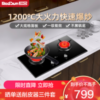 红日(RedSun)红外线燃气灶家用双灶台嵌两用节能大火力一级能效煤气灶炉灶EM308BP 天然气