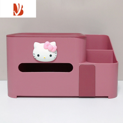 三维工匠卡通纸巾盒家用客厅轻奢风多桌面创意可爱卧室茶几抽纸收纳盒 猫咪头款