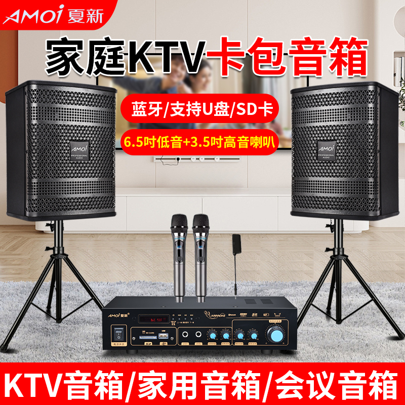 夏新(AMOI)卡包音箱 SA-09家庭影院KTV音响含功放音响支架麦克风音响线10米