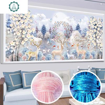 封后(FENGHOU)十字绣2020新款满绣立体线绣欧式客厅麋鹿大幅大气自己手工秀2满绣棉线大格四股线-218*91