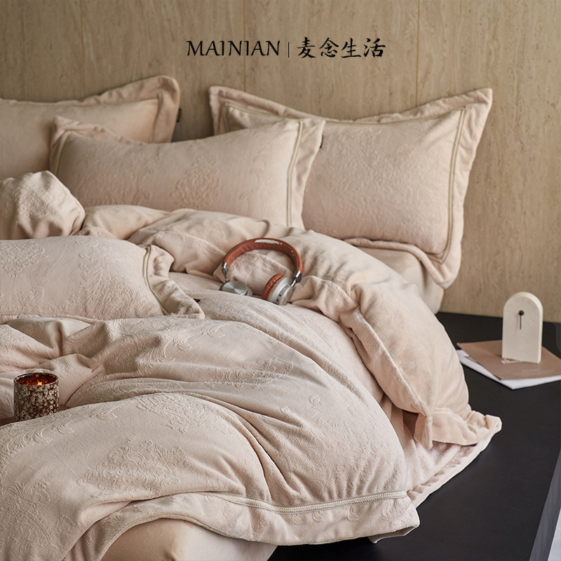 冬季牛奶绒毛绒四件套床上床单新款珊瑚绒轻奢高级感被套冬绒