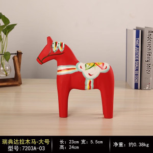 瑞典达拉木马北欧原木彩绘招财红木马摆件家居客厅创意电视柜装饰