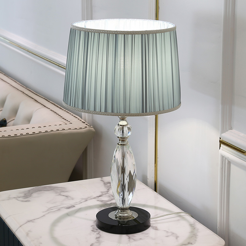 床头柜台灯卧室闪电客简约现代时尚水晶床头灯温馨可调光浪漫 蓝色 调