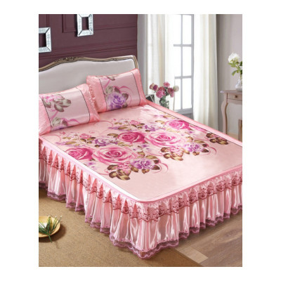 美帮汇公主风可拆卸床裙可水洗冰丝凉席裙式 带花边席子防滑床罩床套女