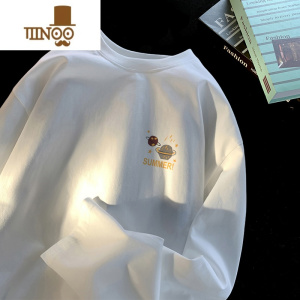 YANXU长袖t恤男生潮牌秋季韩版宽松百搭潮流ins情侣款打底衫上衣服