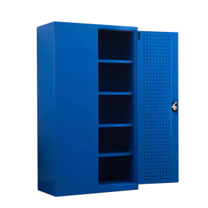 汉诺鑫威重型工具柜车间用加厚物件工具储物柜工厂铁皮柜汽修厂零件收纳柜蓝色五层带挂板