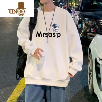 YANXU潮牌无帽圆领男士卫衣套头港风长袖t恤打底衫宽松休闲外套