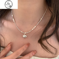 JiMi碎银几两爱心项链女2023年新款小众设计感高级珍珠锁骨链时尚颈链