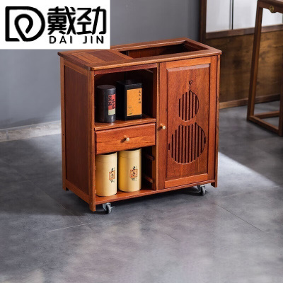 戴劲实木移动茶水柜茶桌边柜泡茶台家用烧水壶一体边柜单门单抽无盖板