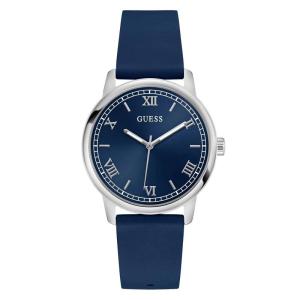 GUESS盖尔斯手表男石英蓝色表盘罗马数字硅胶表带商务休闲女表 Blue