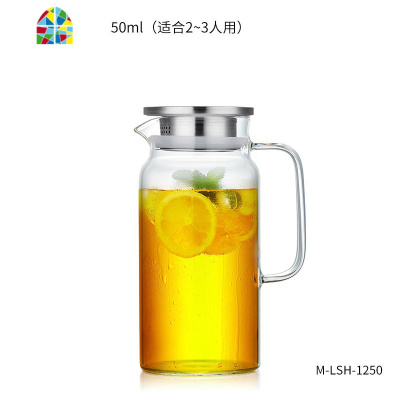 玻璃冷水壶家用扎壶可高温凉水壶水杯透明大容量水瓶套装 FENGHOU 韵致冷水壶1580ml+2个杯子