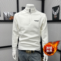 半拉链卫衣男士秋冬休闲潮牌宽松上衣半高领男款套头打底衫加绒潮