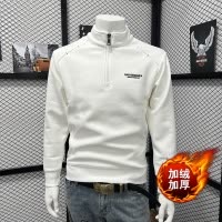 半拉链卫衣男士秋冬休闲潮牌宽松上衣半高领男款套头打底衫加绒潮