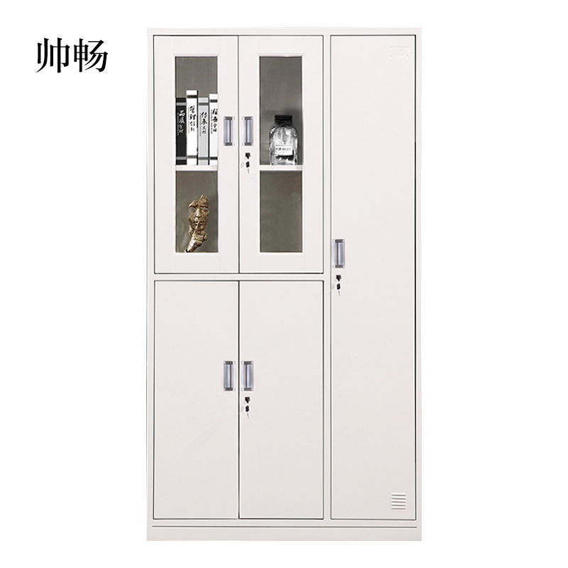 帅畅钢制五门玻璃更衣柜员工柜铁皮职工储物柜带锁文件柜鞋柜资料柜子五门玻璃更衣柜