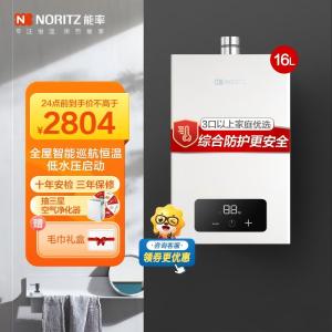能率(NORITZ) 16升燃气热水器 全屋恒温巡航 多点用水恒温 智慧息屏 天然气强排式 16EA2FEX